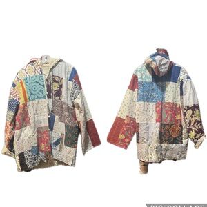 Kantha Colorful Patchwork Hooded Jacket